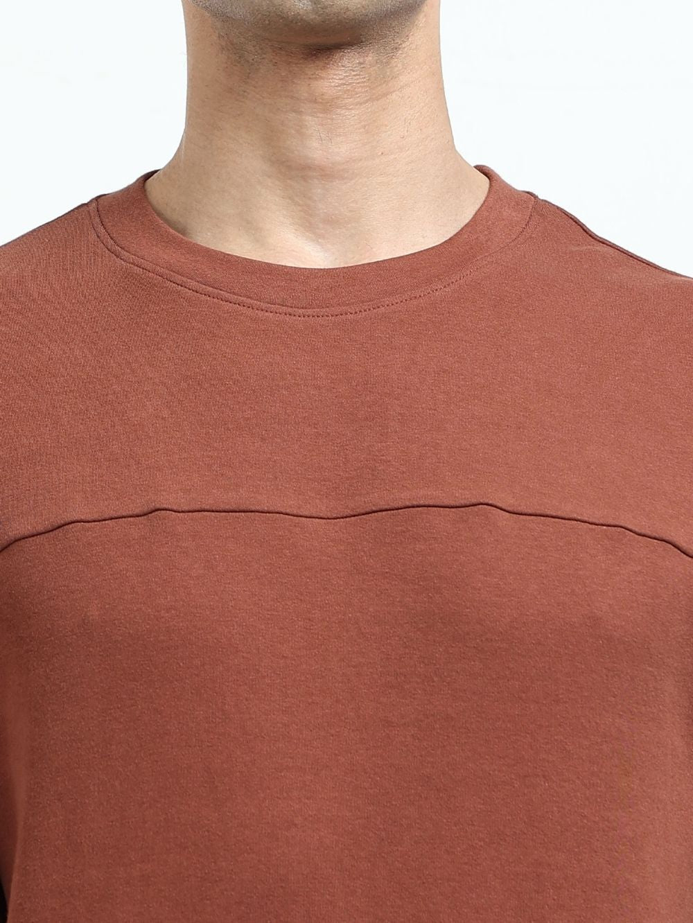 Brown A & A Mens Organic Cotton Solid Crew Neck Pullover