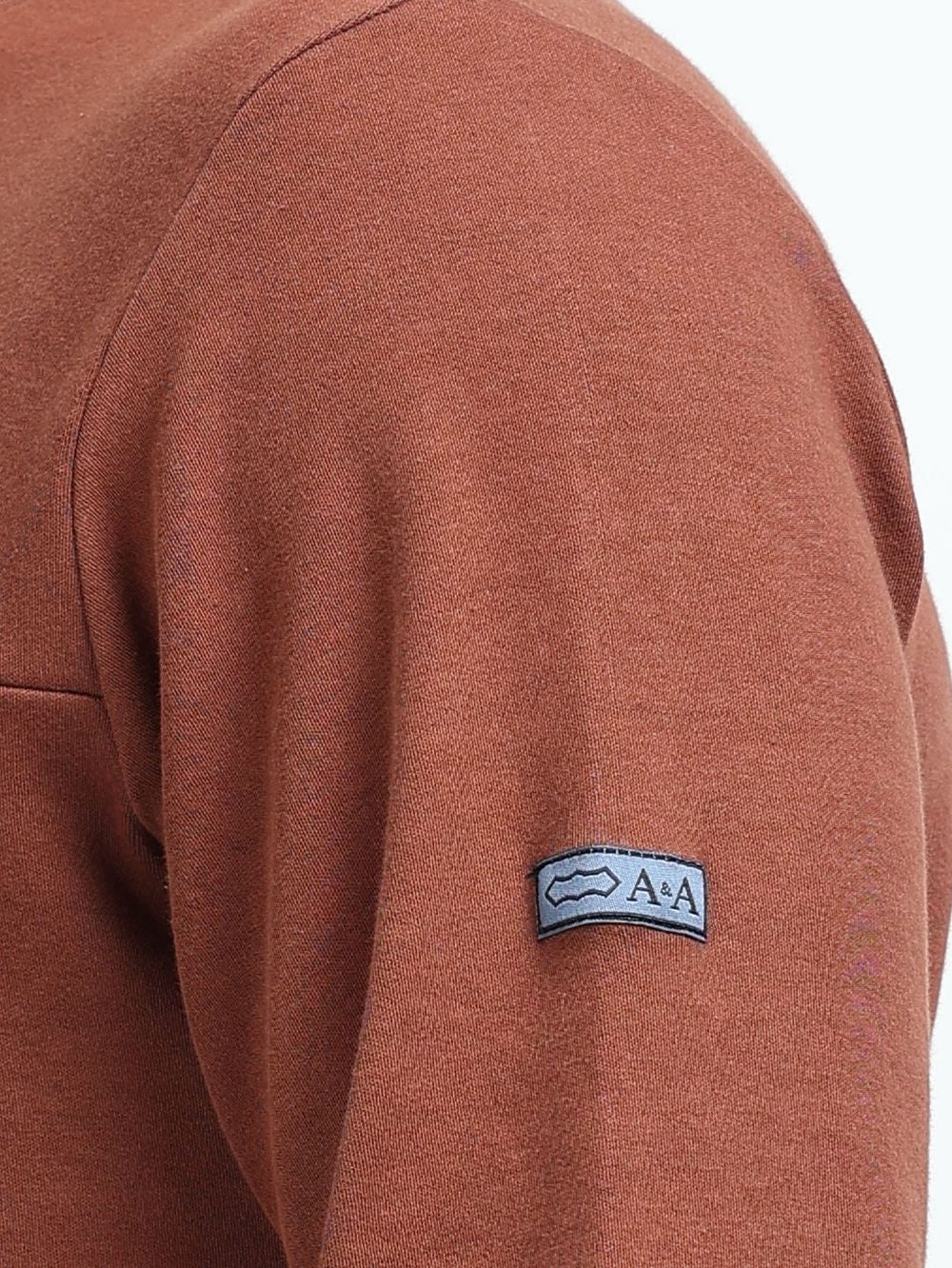 Brown A & A Mens Organic Cotton Solid Crew Neck Pullover