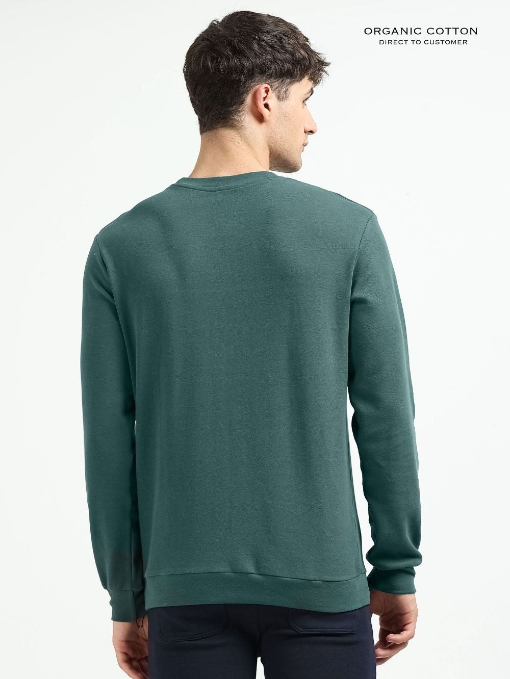 Green A & A Mens Organic Cotton Solid Crew Neck Pullover