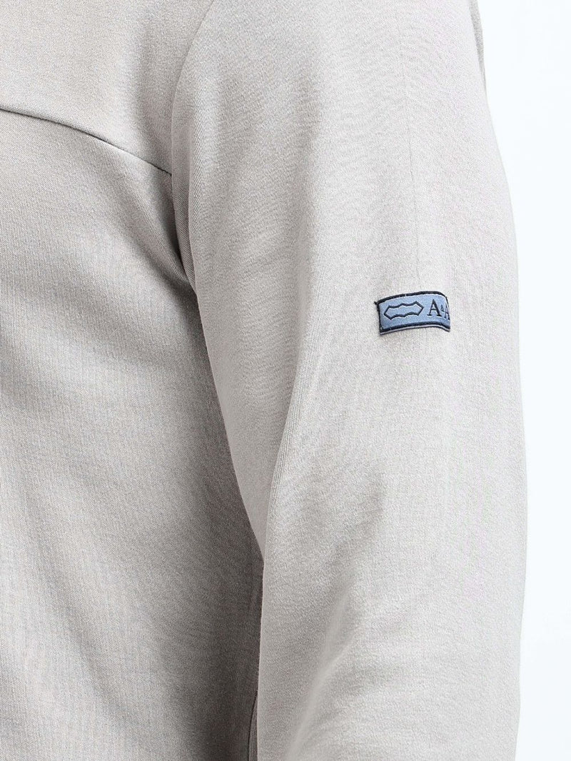 Silver Grey A & A Mens Organic Cotton Solid Crew Neck Pullover