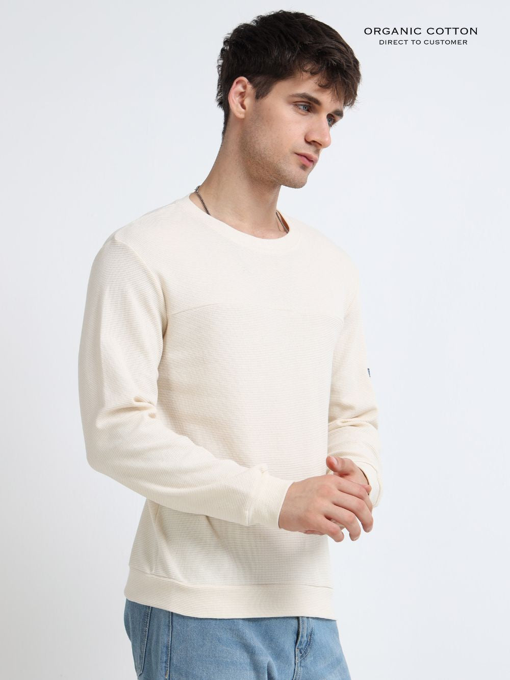 Organic Cotton Waffle Pullover for Mens
