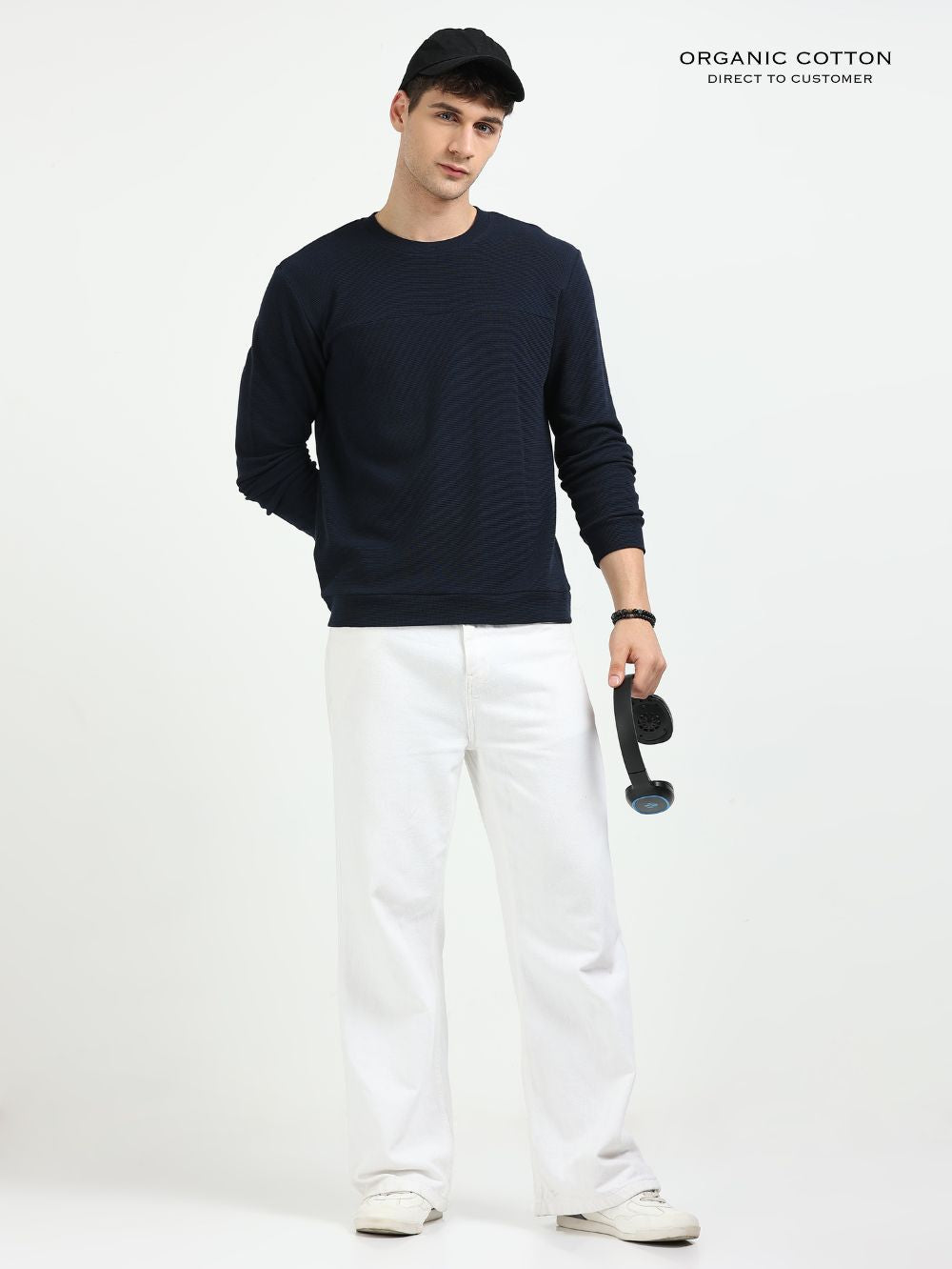 Organic Cotton Waffle Pullover for Mens