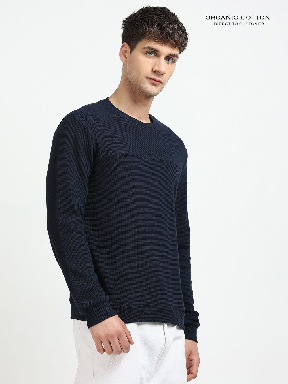 Organic Cotton Waffle Pullover for Mens