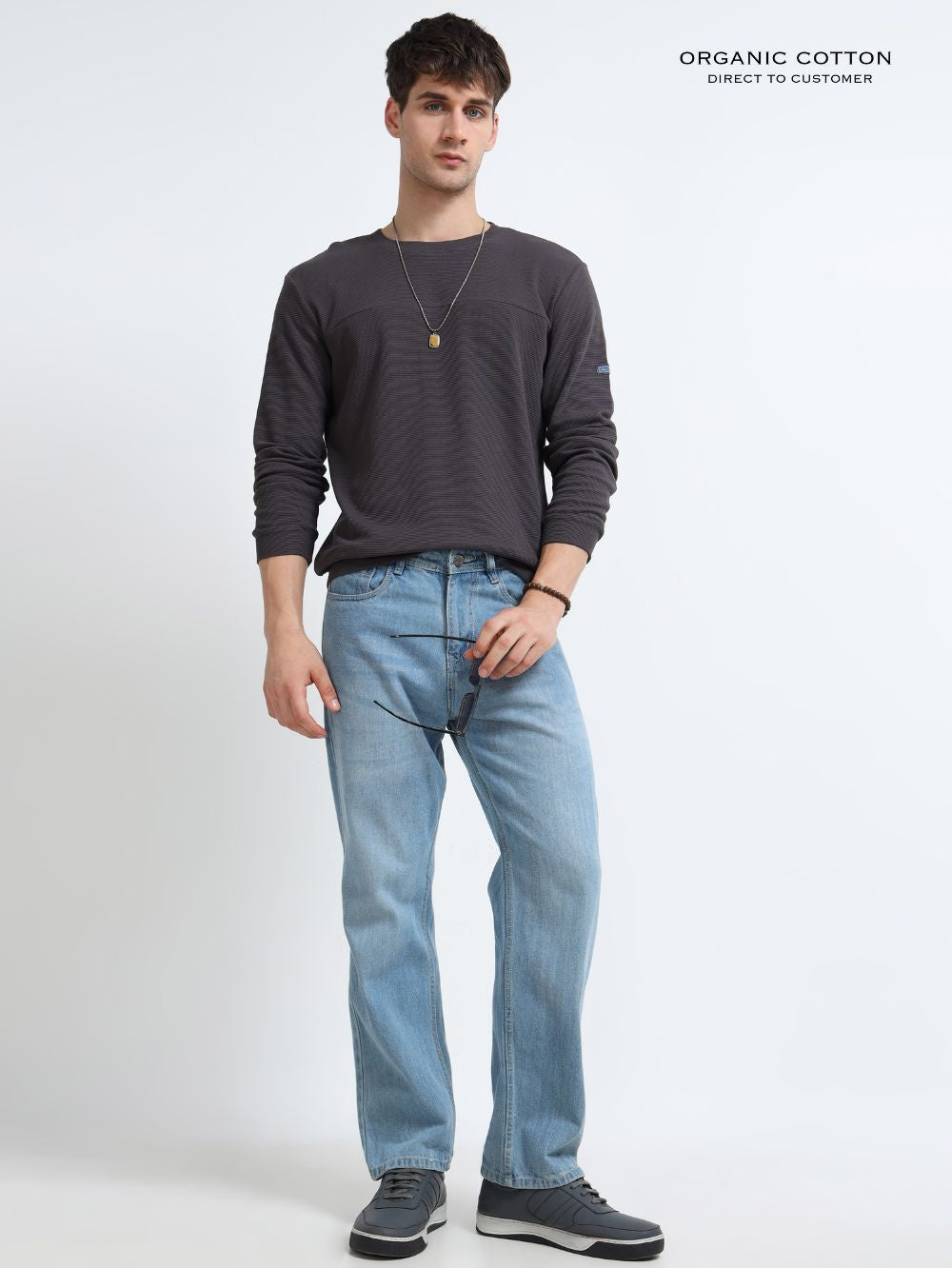 Organic Cotton Waffle Pullover for Mens