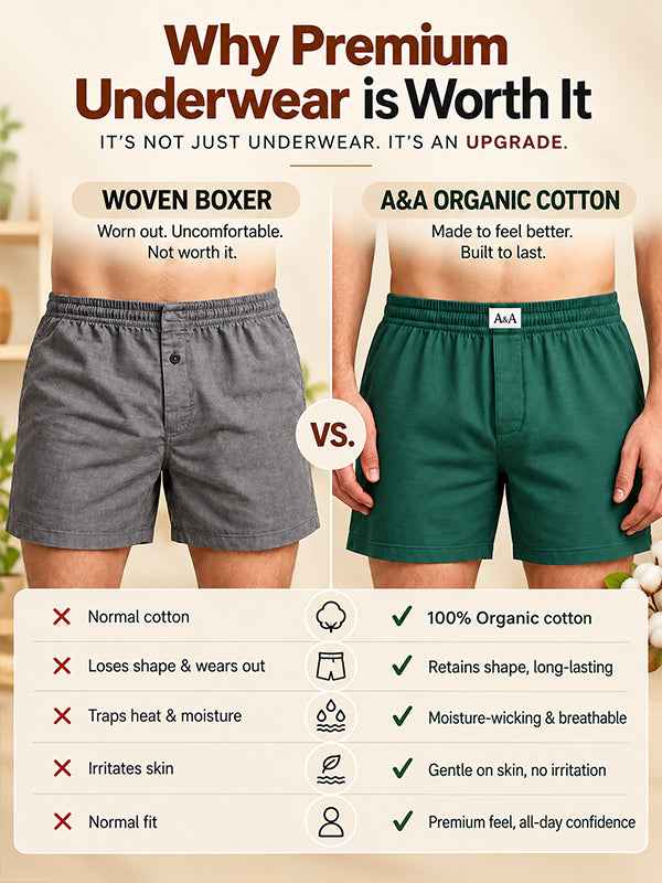 Organic Cotton Short Boxer for Mens - Pack of 3 (White,White,White)