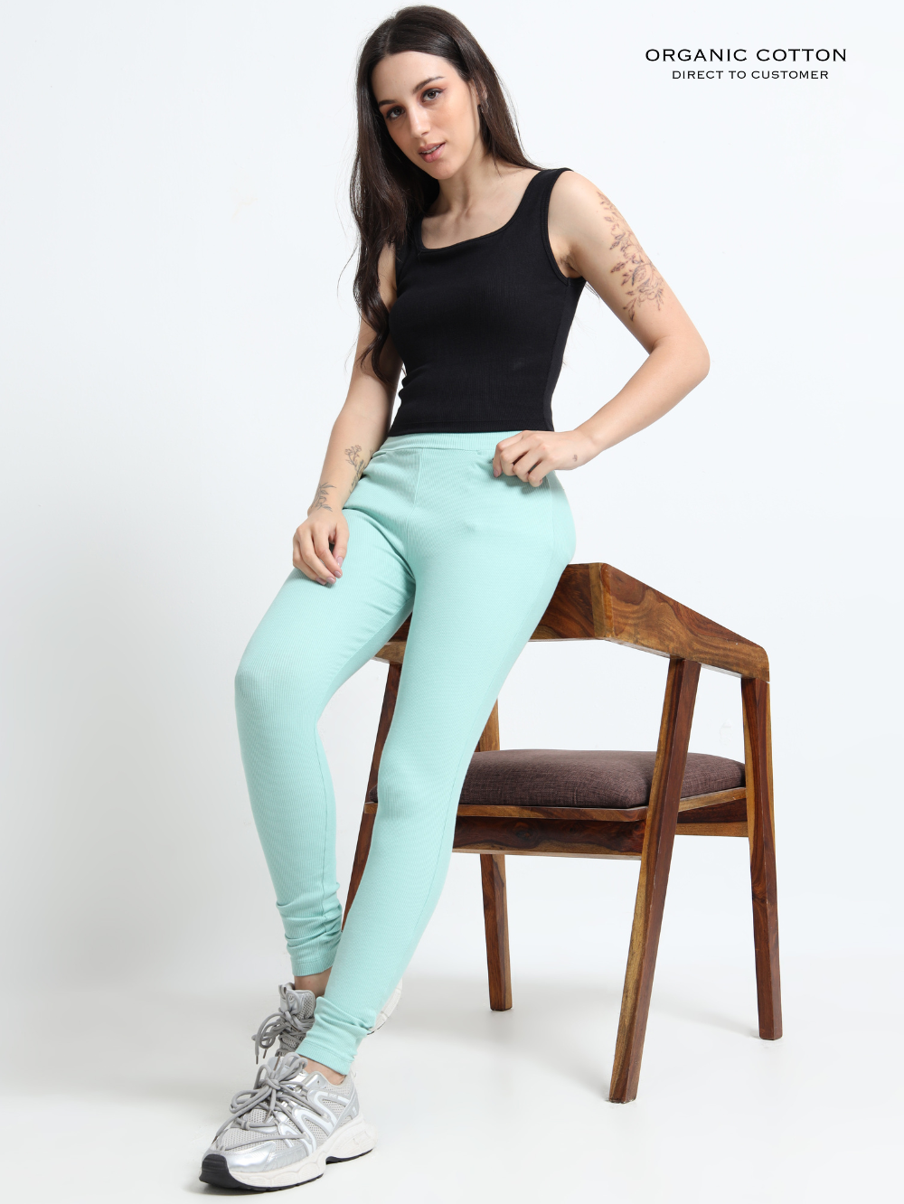 BLACK ORGANIC COTTON RIB SLEEVELESS SQUARE NECK FITTED CROP TOP