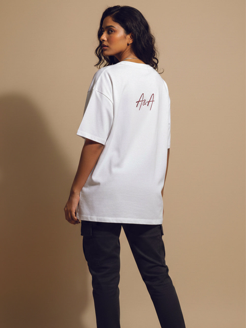Agathist – Printed White Organic Cotton Women's Oversized Tee