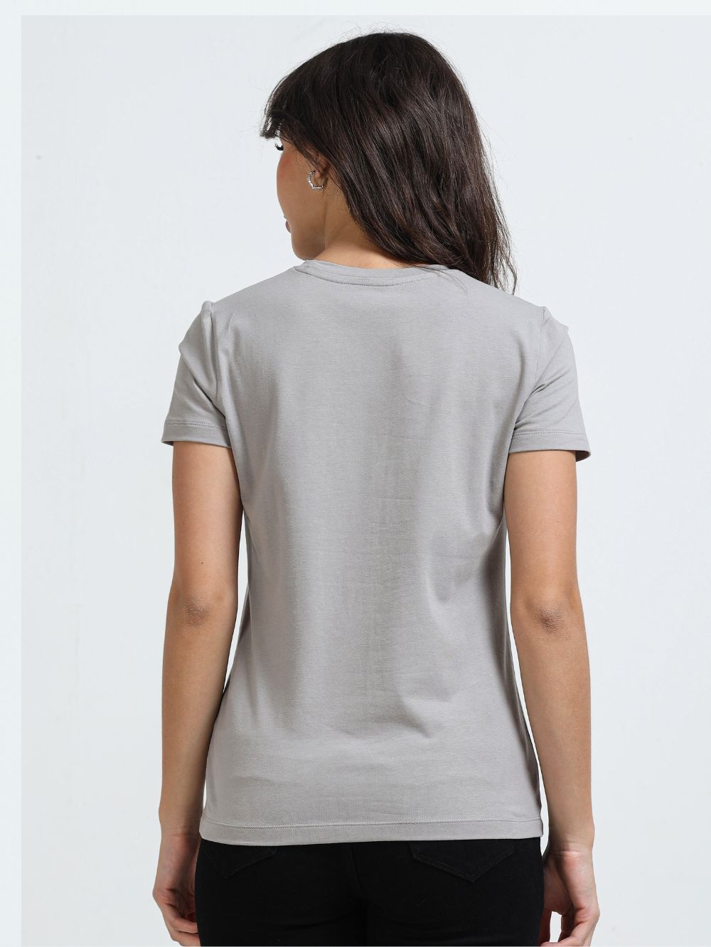 Organic Cotton Women’s Printed T-Shirt - Silver Grey