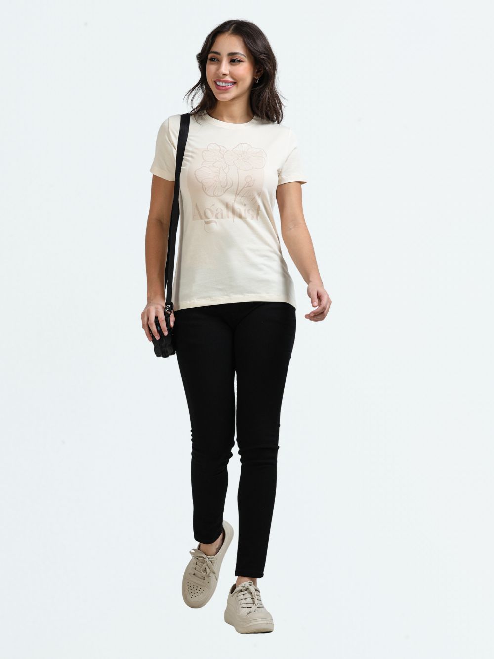 Organic Cotton Women’s Printed T-Shirt - Beige