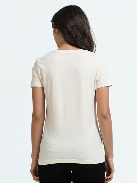Organic Cotton Women’s Printed T-Shirt - Beige