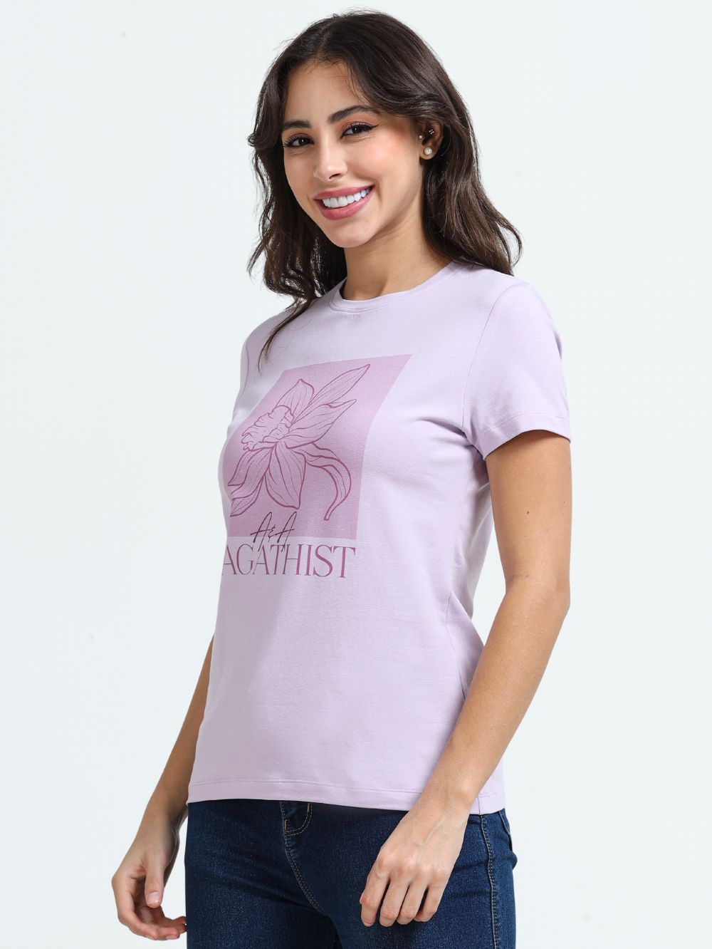 Organic Cotton Women’s Printed T-Shirt - Light Purple