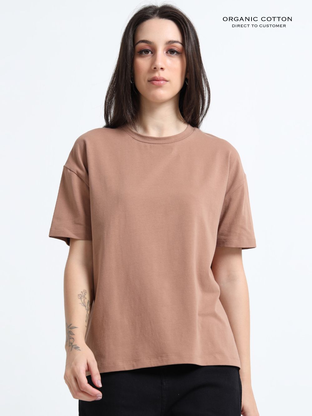 Wood Brown Organic Cotton Over Sized Tee