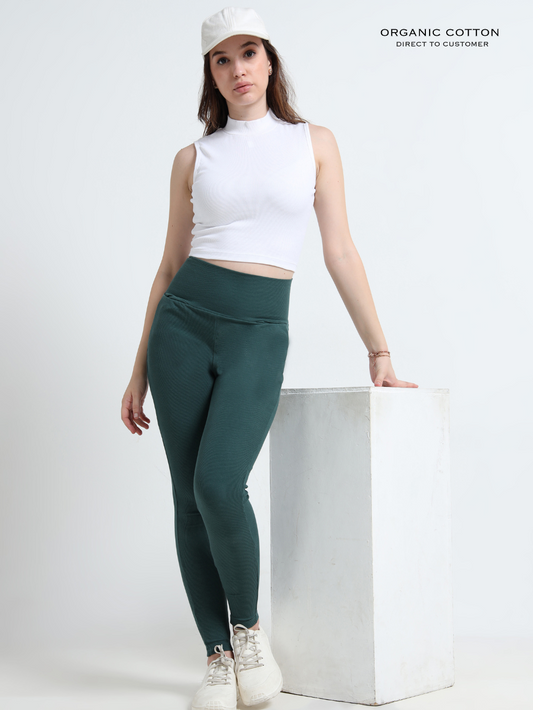 BRISTO GREEN ORGANIC COTTON RIB HIGH WAIST WORKOUT PANT