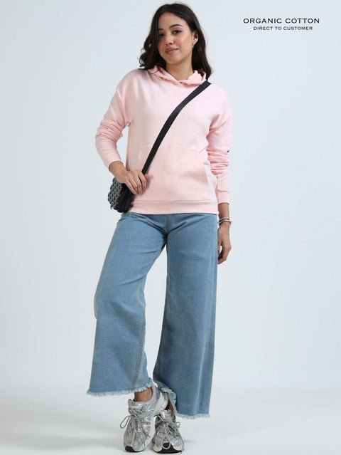 Light Pink A & A Womens Casual Hoodie in Organic Cotton