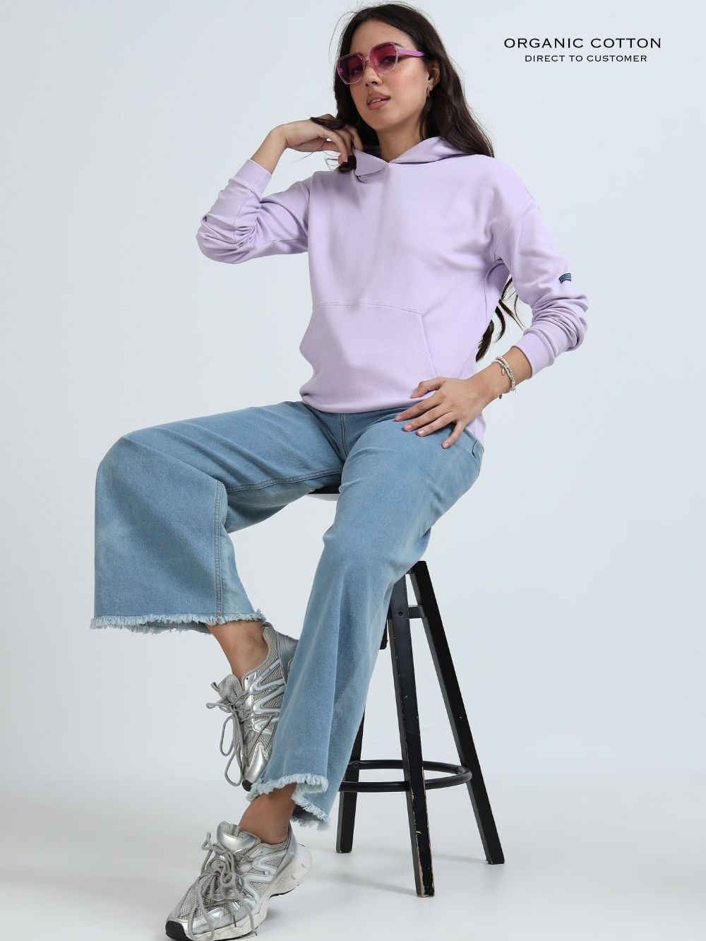 Light Purple A & A Womens Casual Hoodie in Organic Cotton