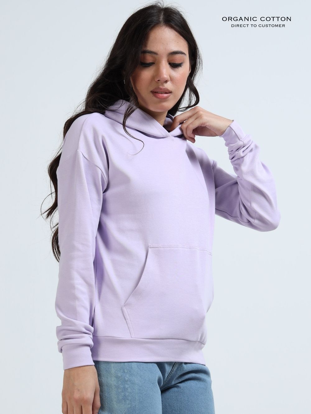 Light Purple A & A Womens Casual Hoodie in Organic Cotton