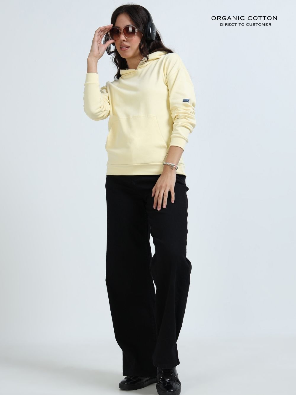 Light Yellow A & A Womens Casual Hoodie in Organic Cotton