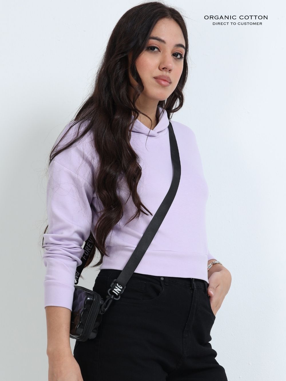 Light Purple A & A Organic Cotton Womens Cropped Hoodie