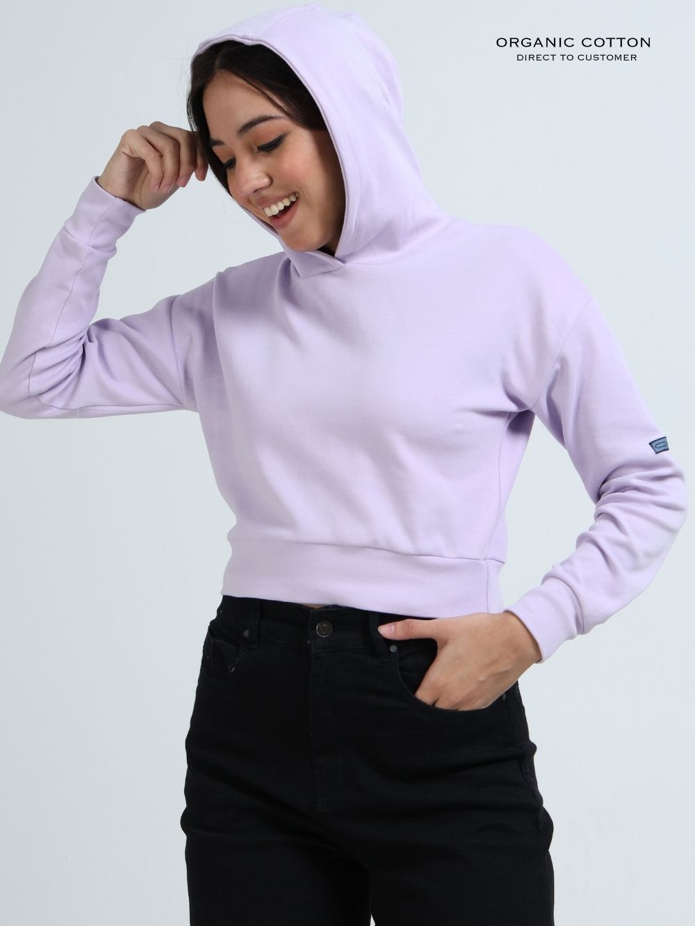Light Purple A & A Organic Cotton Womens Cropped Hoodie