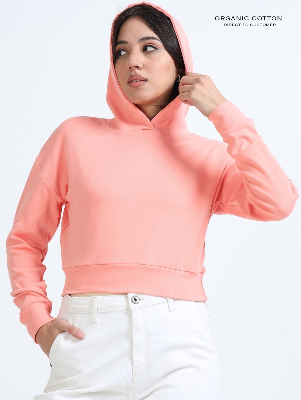 Mid Coral A & A Organic Cotton Womens Cropped Hoodie