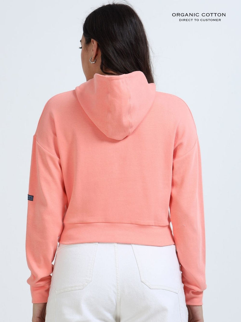 Mid Coral A & A Organic Cotton Womens Cropped Hoodie
