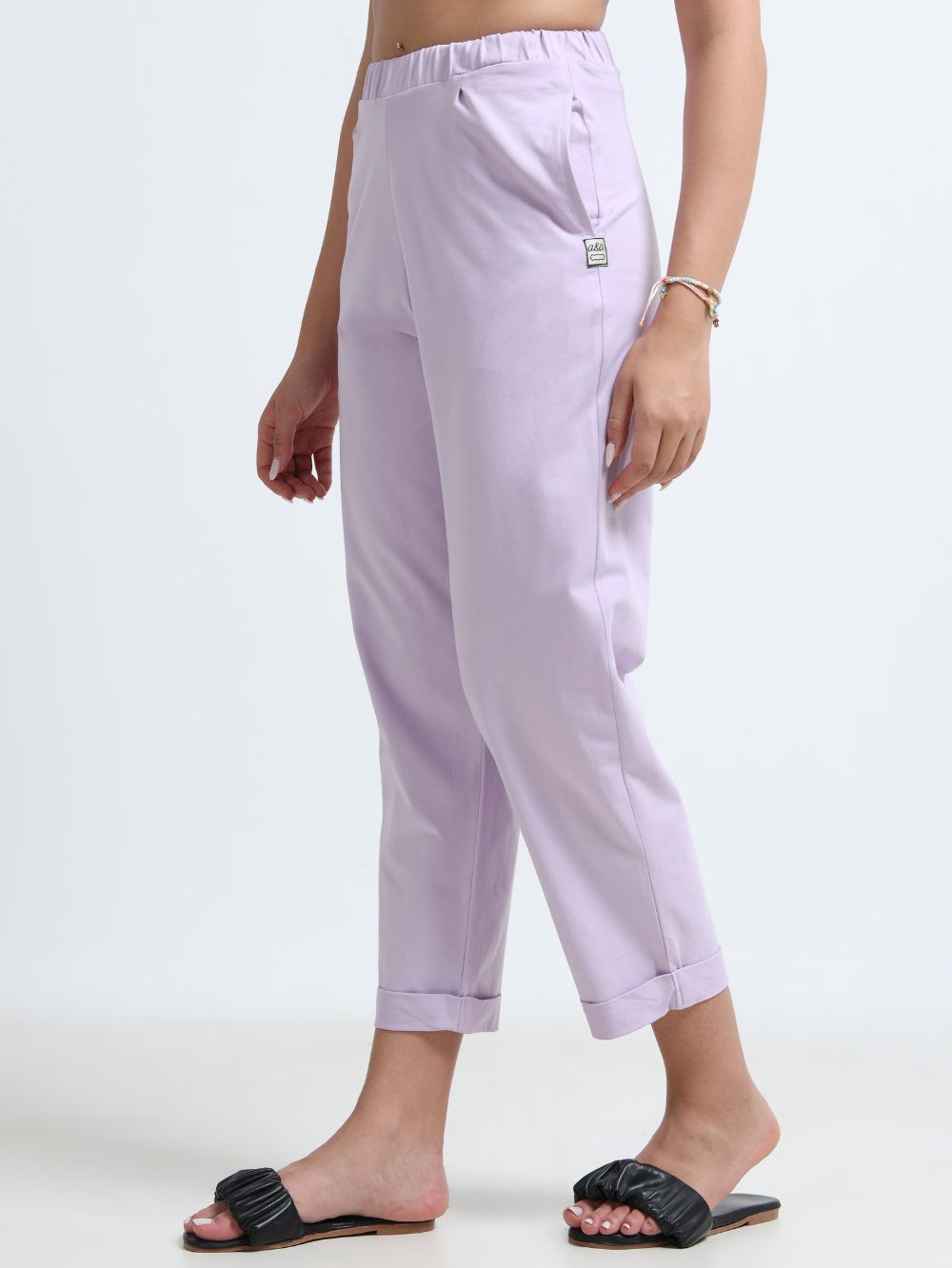 Light Purple Organic Cotton Womens Folded Fit Pant