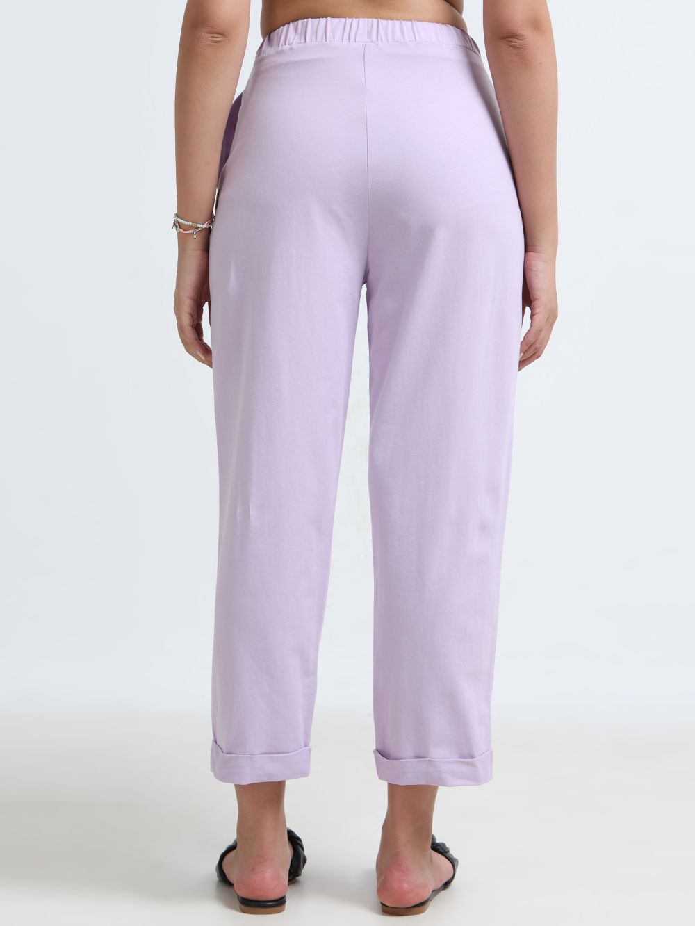 Light Purple Organic Cotton Womens Folded Fit Pant