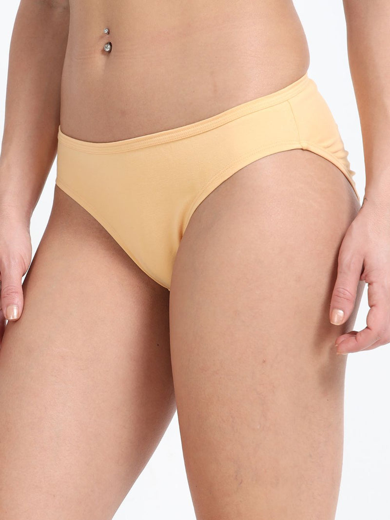 Apricot cream and Vineyard green Organic Cotton Bikini Panty for Women - Pack of 2
