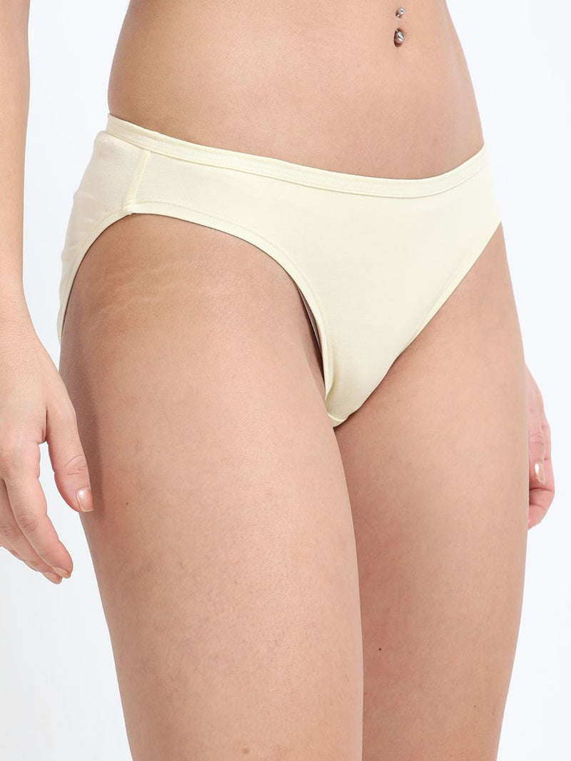 Baby yellow and Sky Light Organic Cotton Bikini Panty for Women - Pack of 2