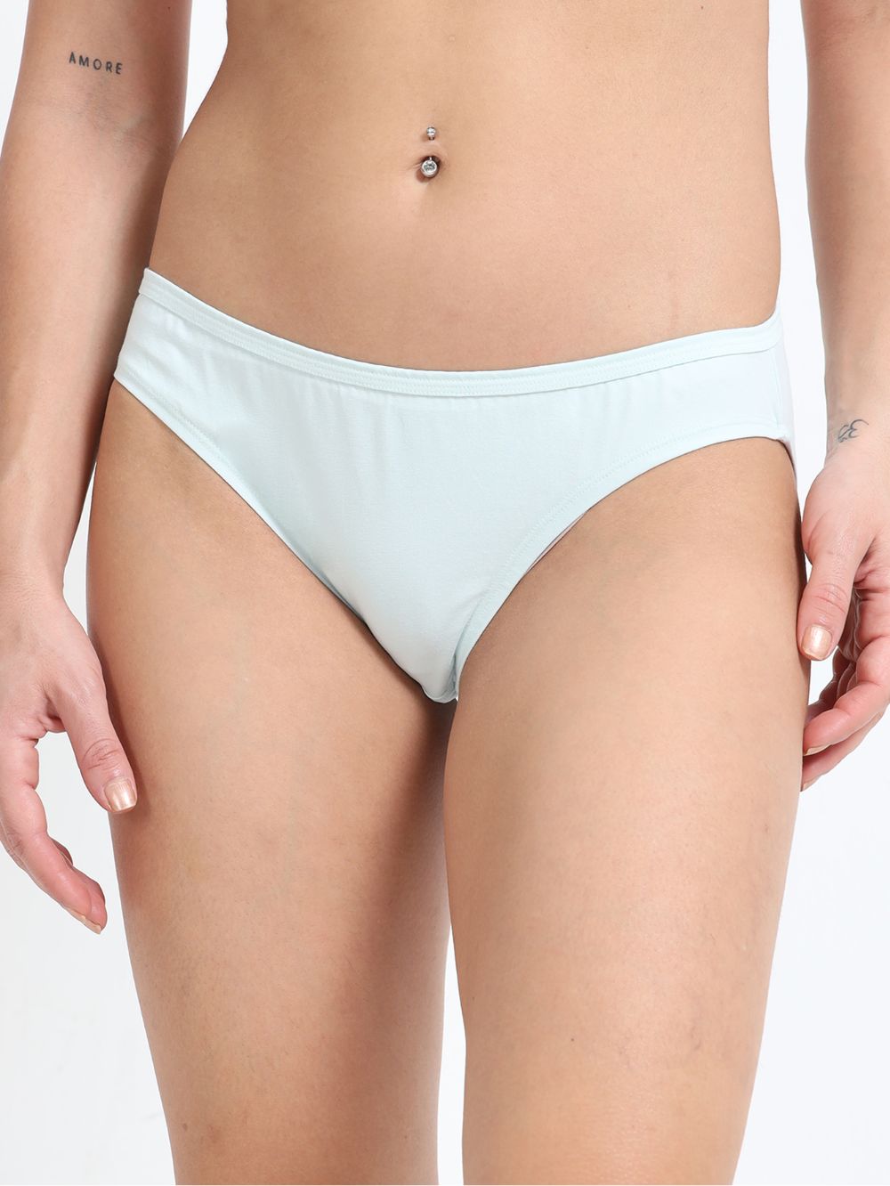 Baby yellow and Sky Light Organic Cotton Bikini Panty for Women - Pack of 2