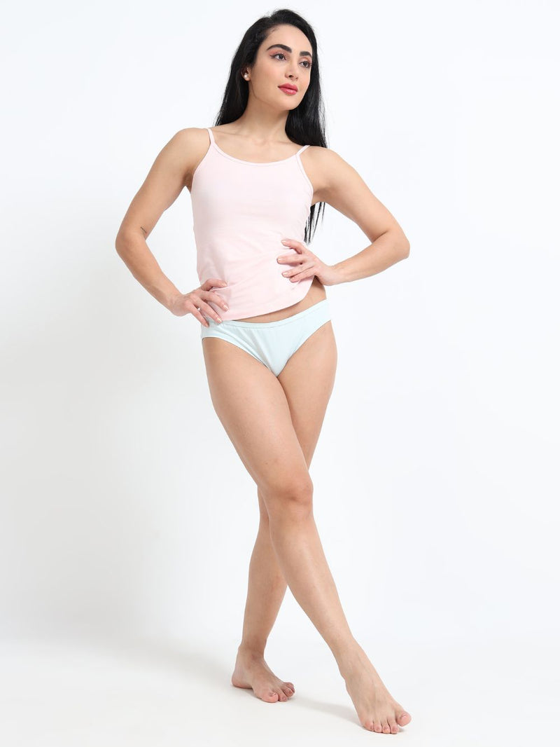 Baby yellow and Sky Light Organic Cotton Bikini Panty for Women - Pack of 2