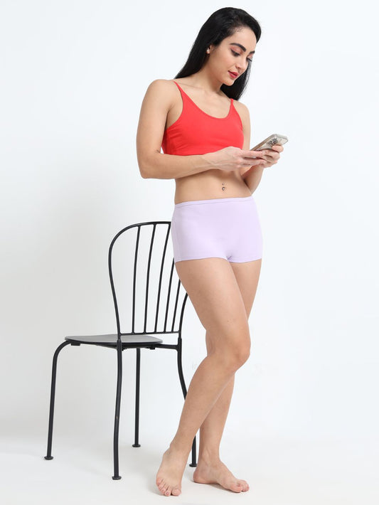 Orchid petal and Pink Organic Cotton Boy Shorts for Women - Pack of 2