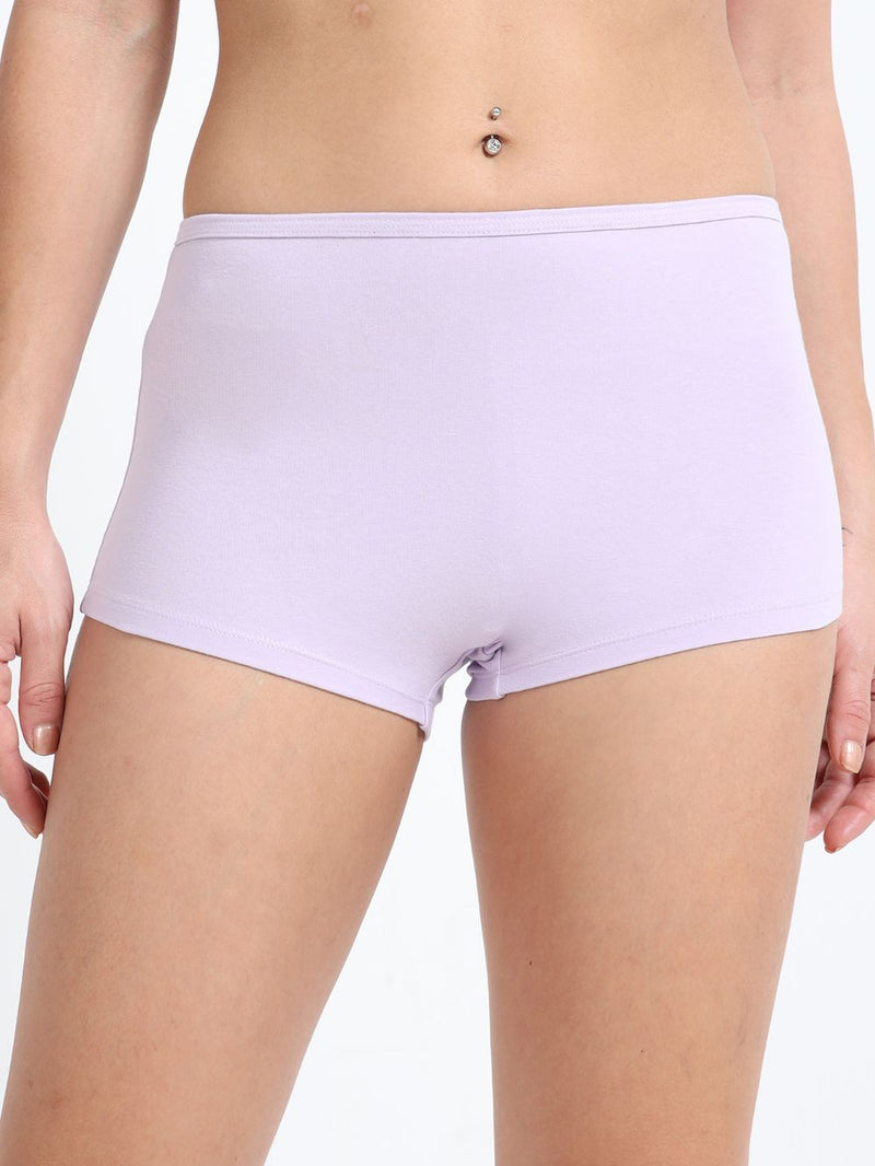 Baby Yellow and Orchid Petal Organic Cotton Boy Shorts for Women - Pack of 2
