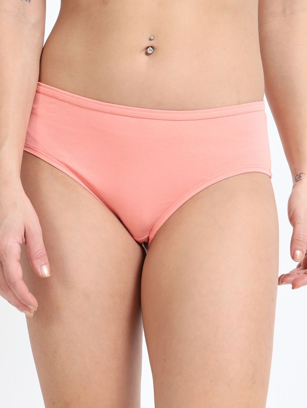 Peach Amber and Cameo Green Organic Cotton Hipster Panty for Women - Pack of 2