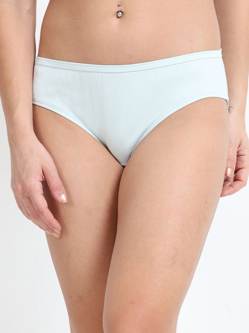 Baby Yellow and Sky Light Organic Cotton Mid-Waist Panty for Women - Pack of 2