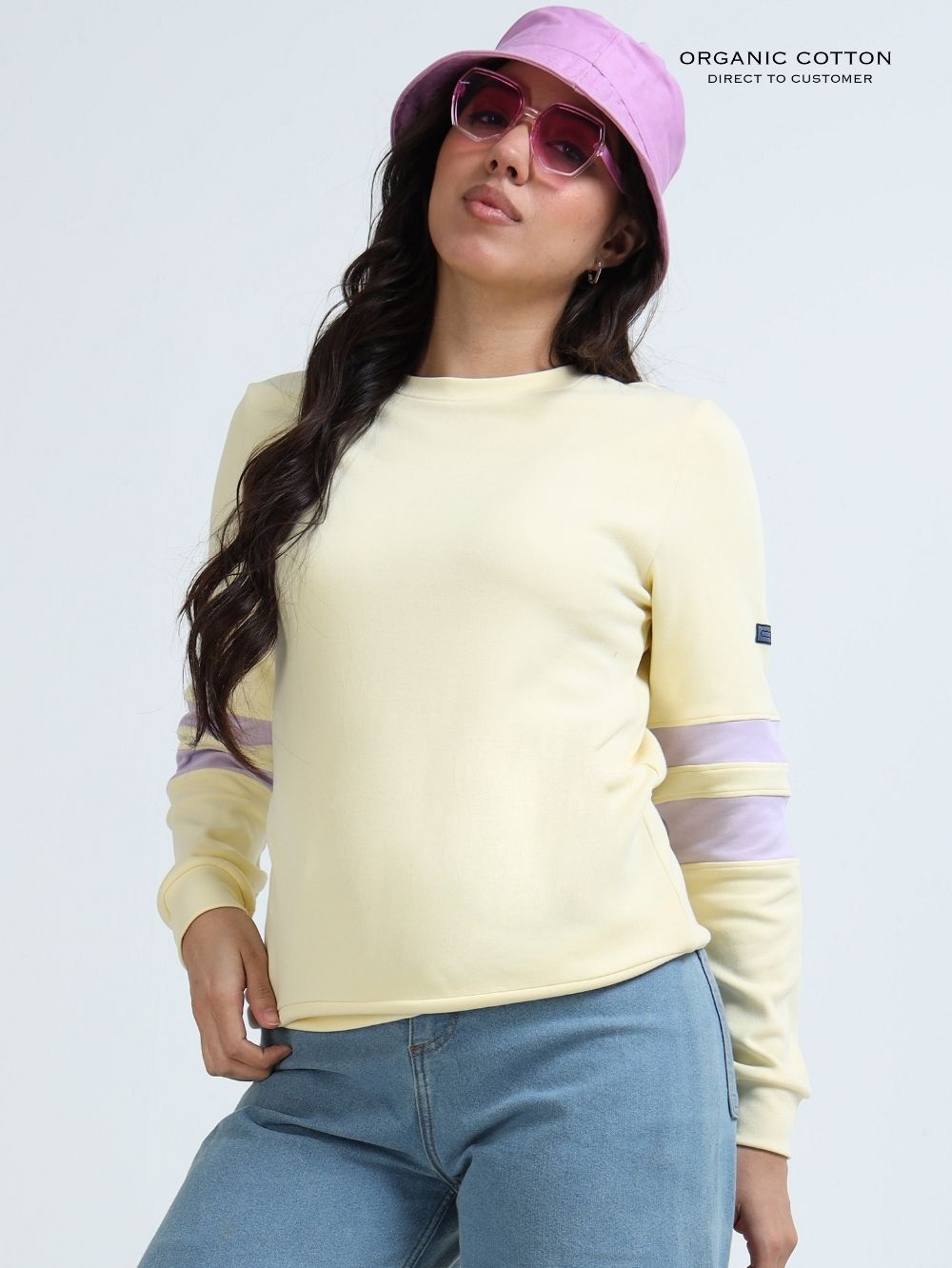 Light Yellow A & A Organic Cotton Casual Pullover for Women