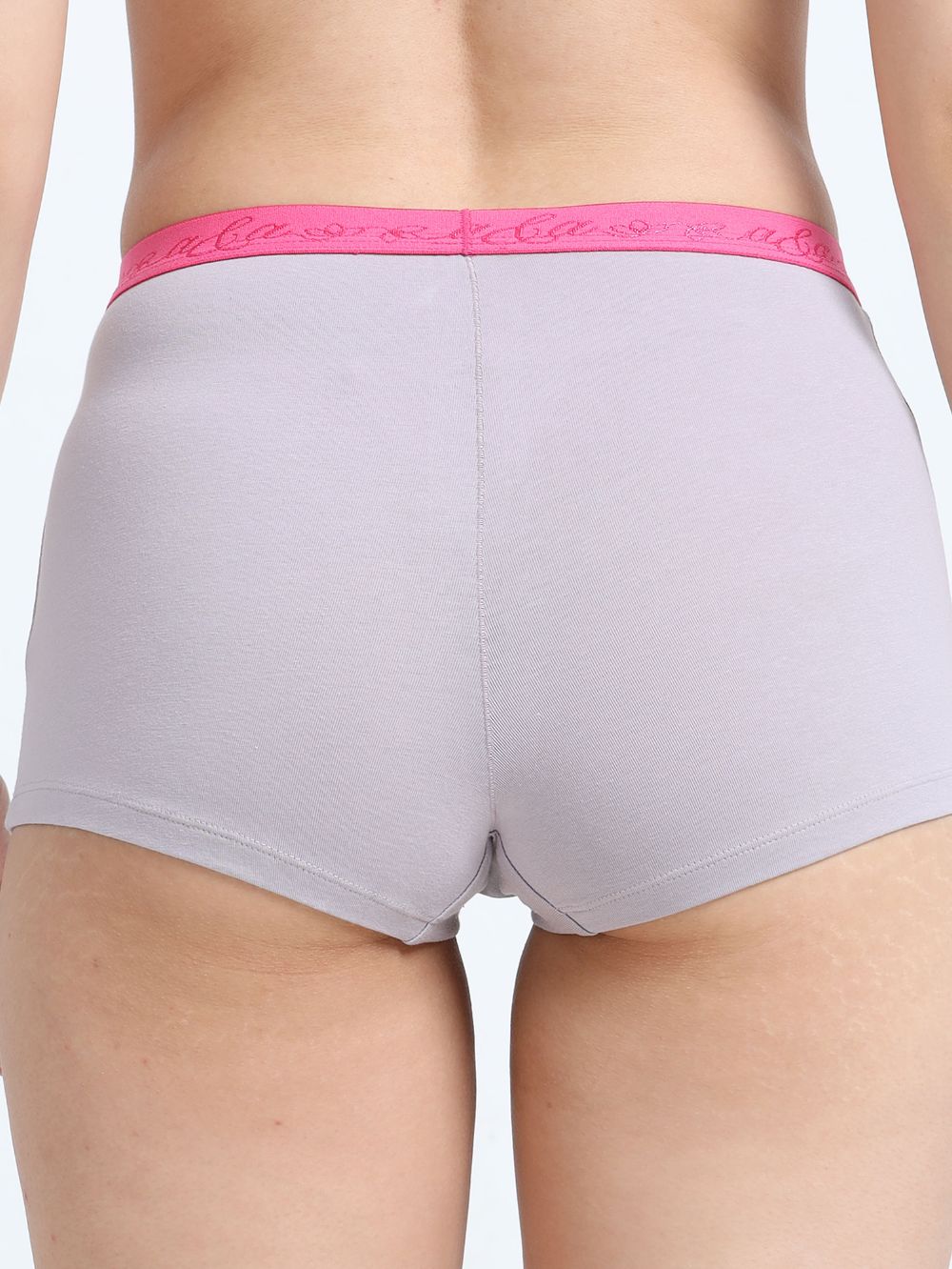 Gull Grey and Canary Green Organic Cotton Boy Shorts Outer Waistband for Women - Pack of 2