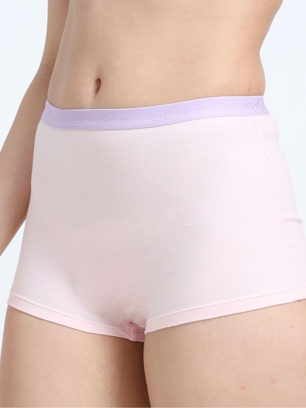 Orchid Petal and Dogwood Pink Organic Cotton Boy Shorts Outer Waistband for Women - Pack of 2