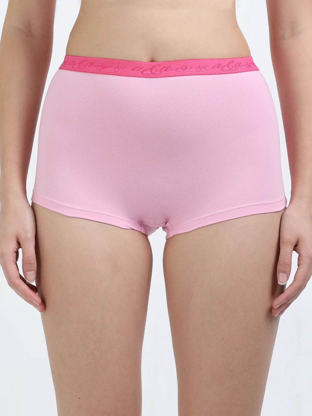 Pink and Baby Yellow Organic Cotton Boy Shorts Outer Waistband for Women - Pack of 2