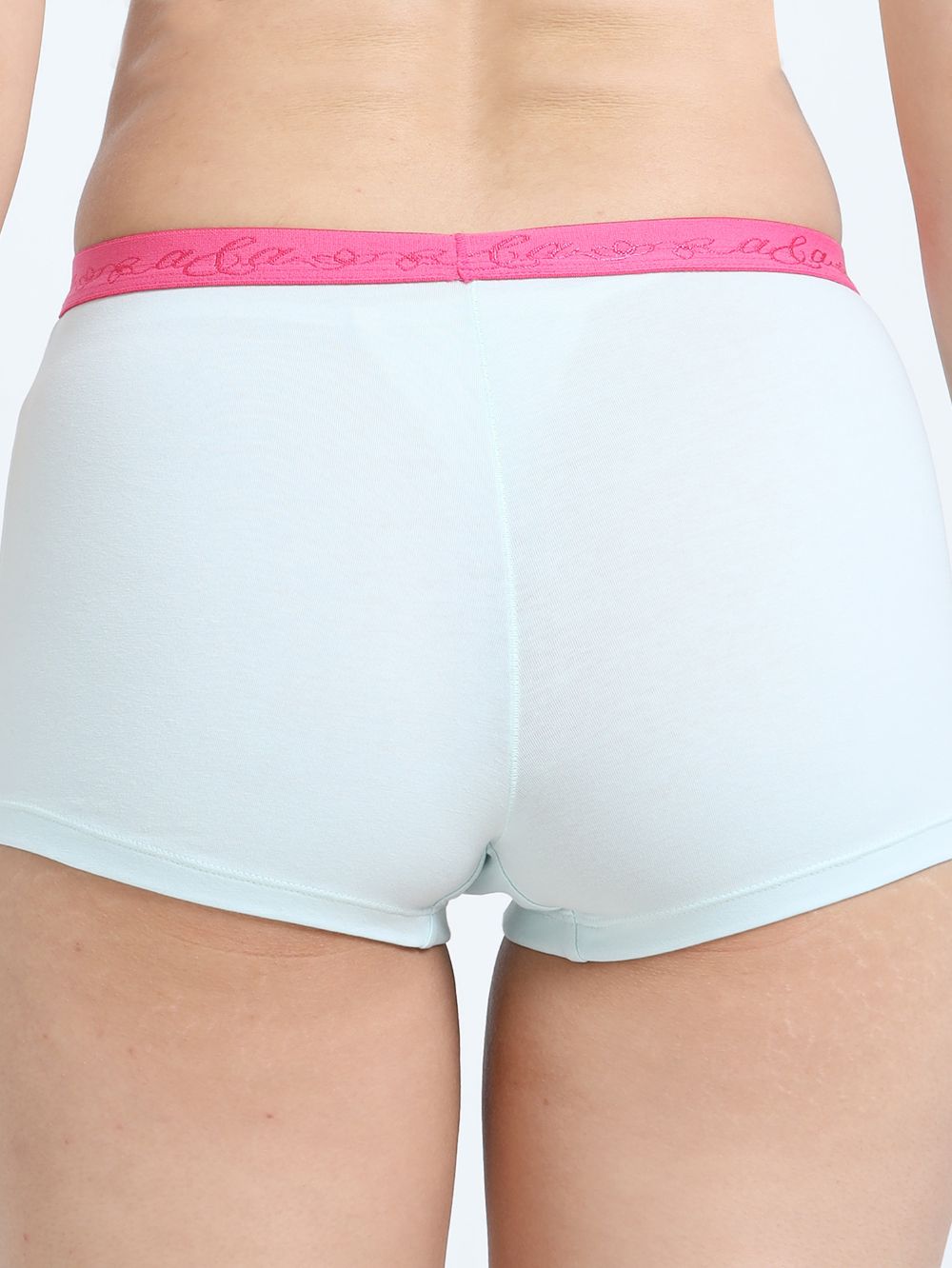 Sky Light and Peach Amber Organic Cotton Boy Shorts Outer Waistband for Women - Pack of 2