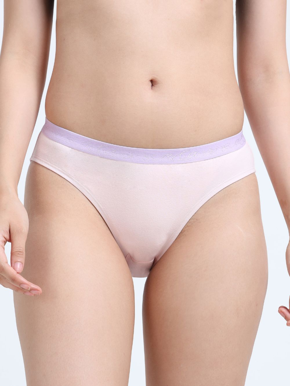 Orchid Petal and Dogwood Pink Organic Cotton Outer Waistband Bikini Panty for Women - Pack of 2