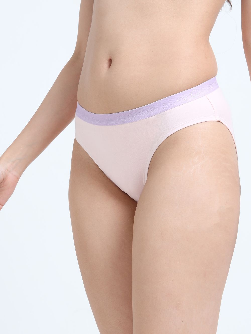 Orchid Petal and Dogwood Pink Organic Cotton Outer Waistband Bikini Panty for Women - Pack of 2
