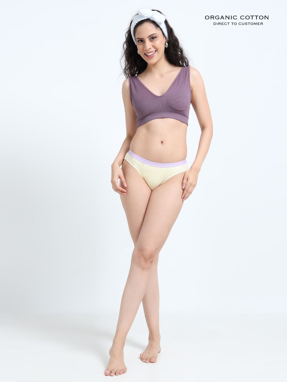 Pink and Baby Yellow Organic Cotton Outer Waistband Bikini Panty for Women - Pack of 2