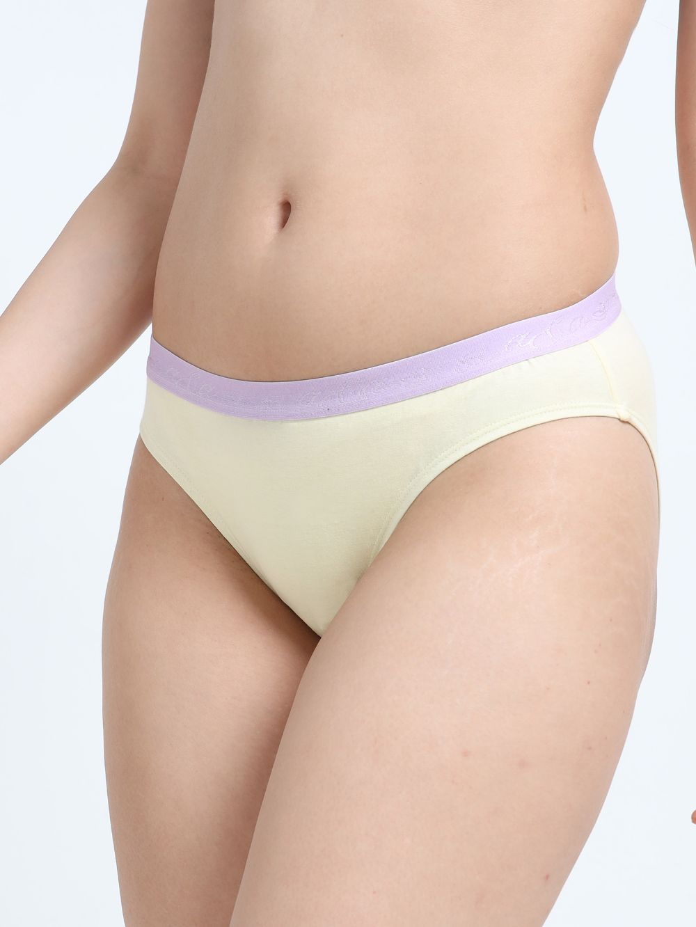 Pink and Baby Yellow Organic Cotton Outer Waistband Bikini Panty for Women - Pack of 2