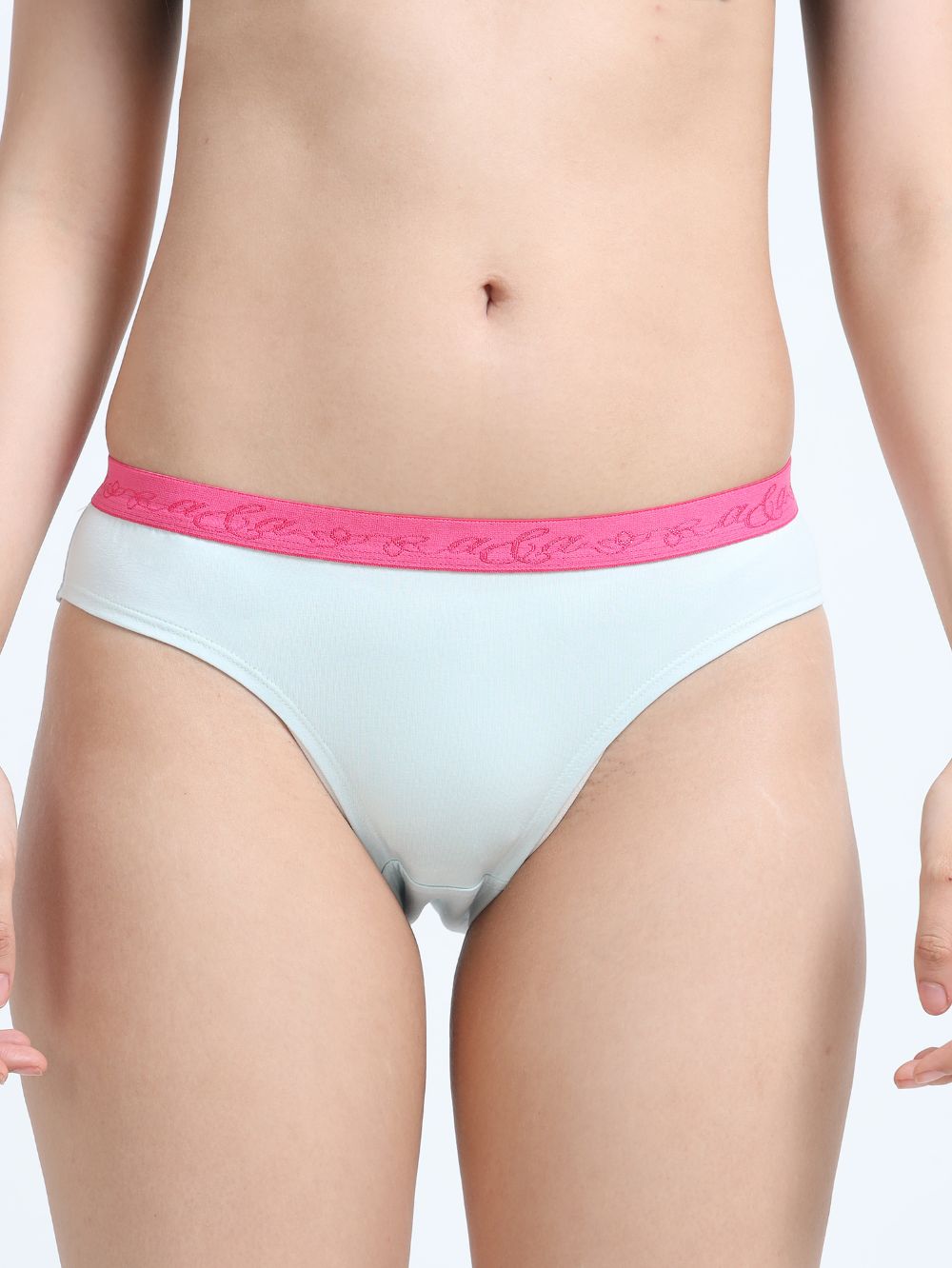 Sky Light and Peach Amber Organic Cotton Outer Waistband Bikini Panty for Women - Pack of 2
