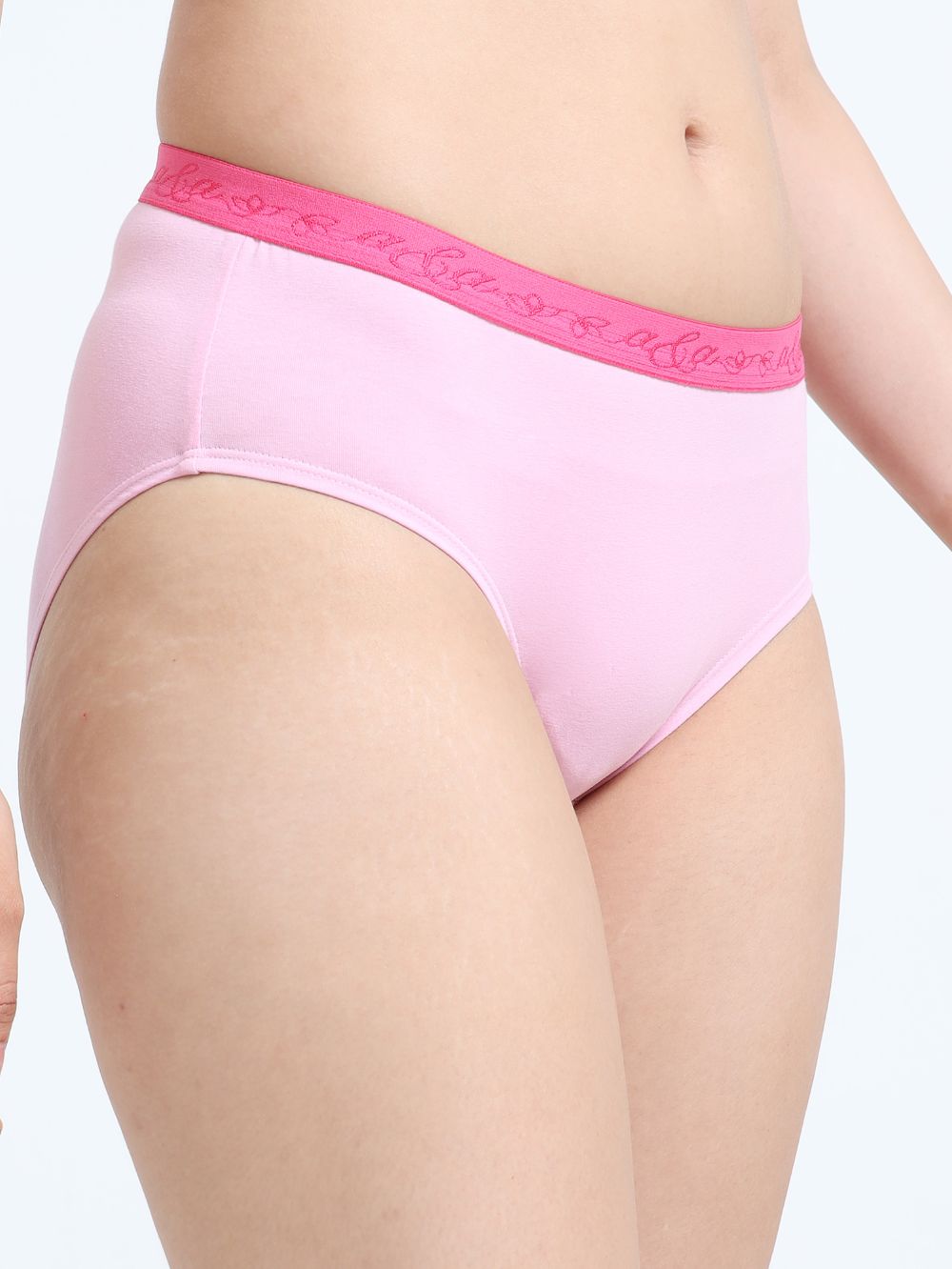 Pink and Baby Yellow Organic Cotton Hipster Panty Outer Waistband for Women - Pack of 2