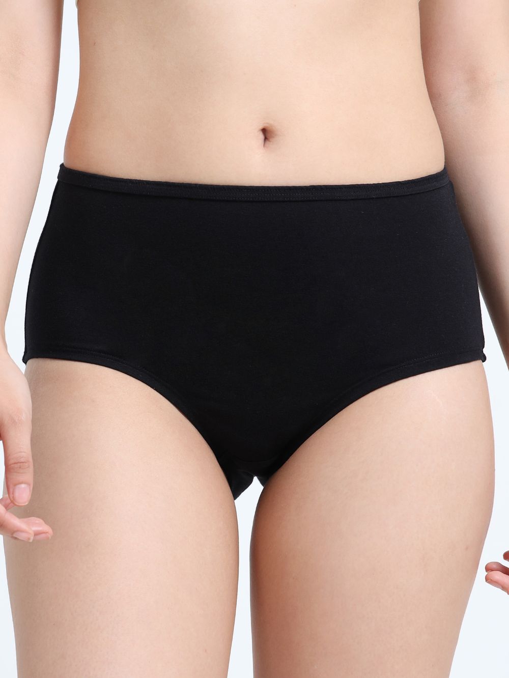 Black and Peach Amber Organic Cotton High Waist Panty Inner Waistband for Women - Pack of 2