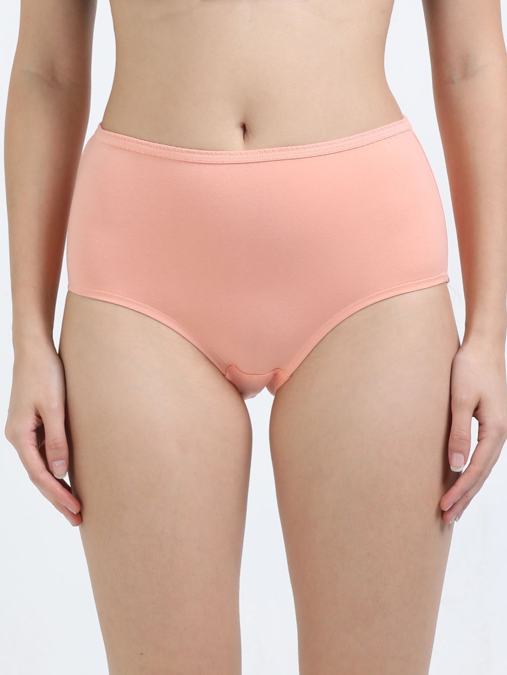 Black and Peach Amber Organic Cotton High Waist Panty Inner Waistband for Women - Pack of 2