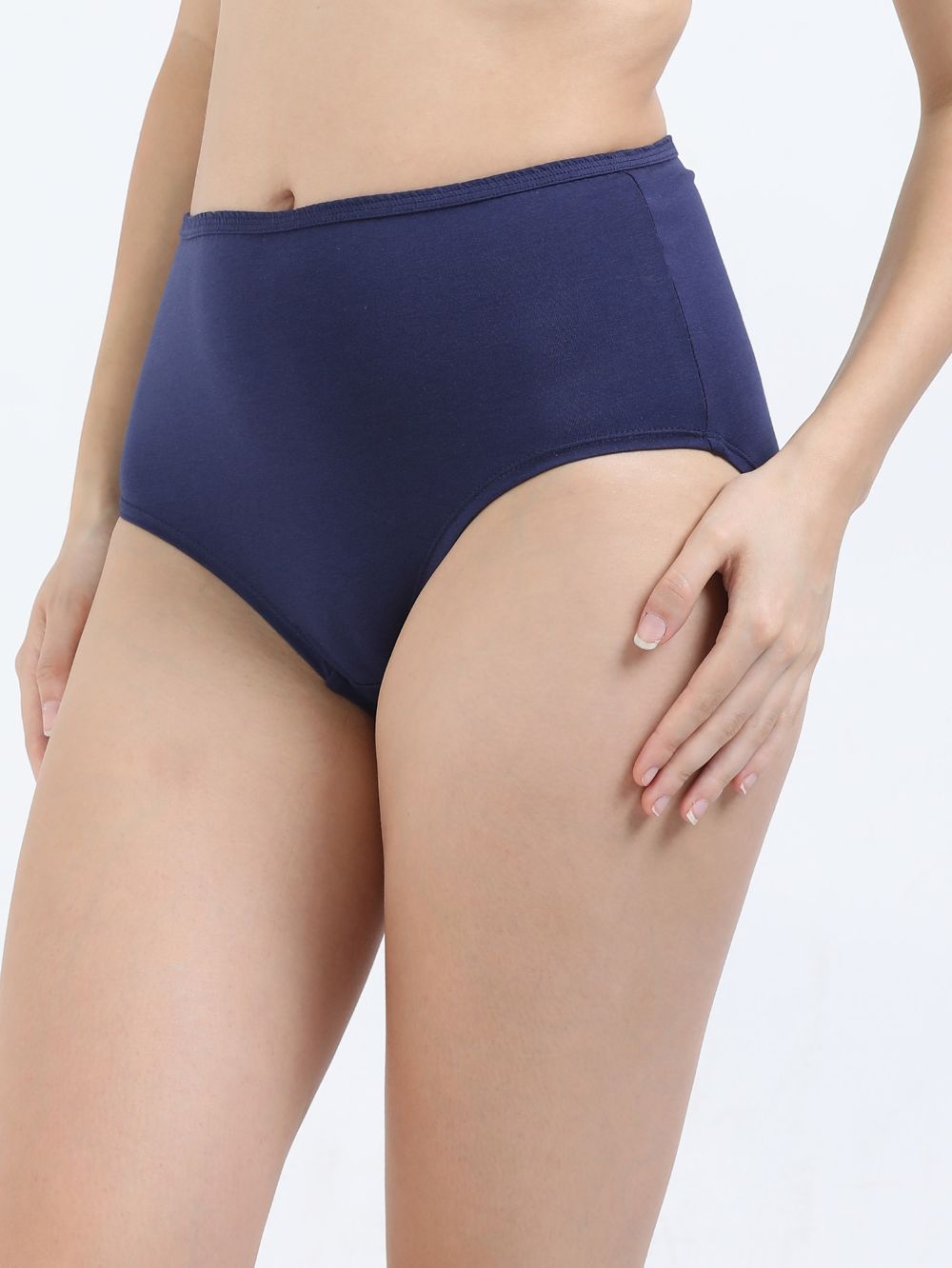 Medieval Blue and Sky Light Organic Cotton High Waist Panty Inner Waistband for Women - Pack of 2