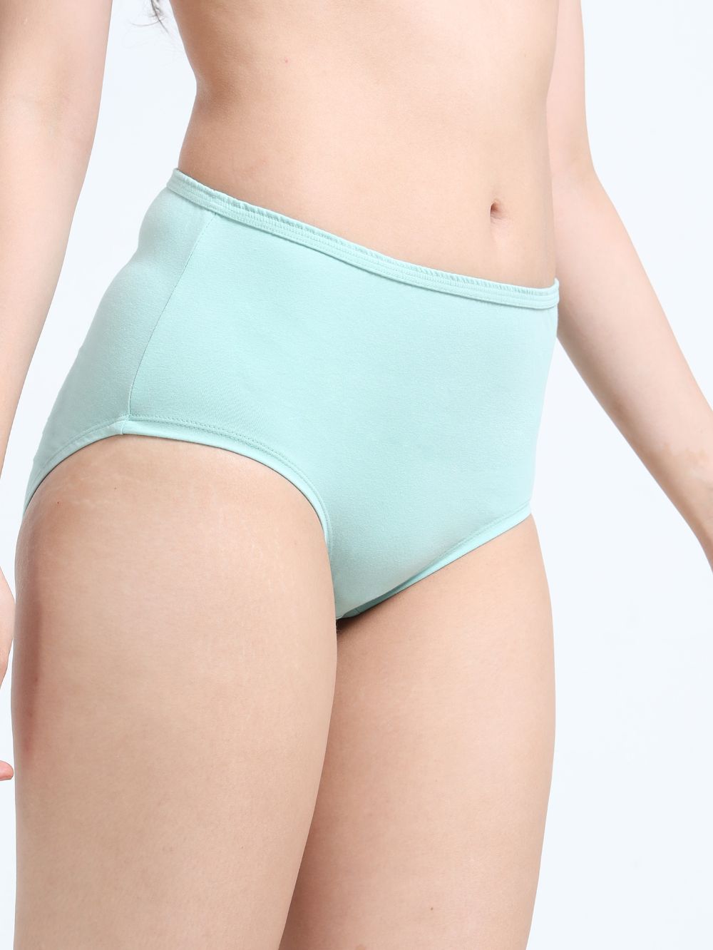 Medieval Blue and Sky Light Organic Cotton High Waist Panty Inner Waistband for Women - Pack of 2